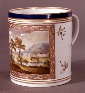Chatsworth manzaralı boyanmış Pinxton kupa, 1800 dolayları (porselen)